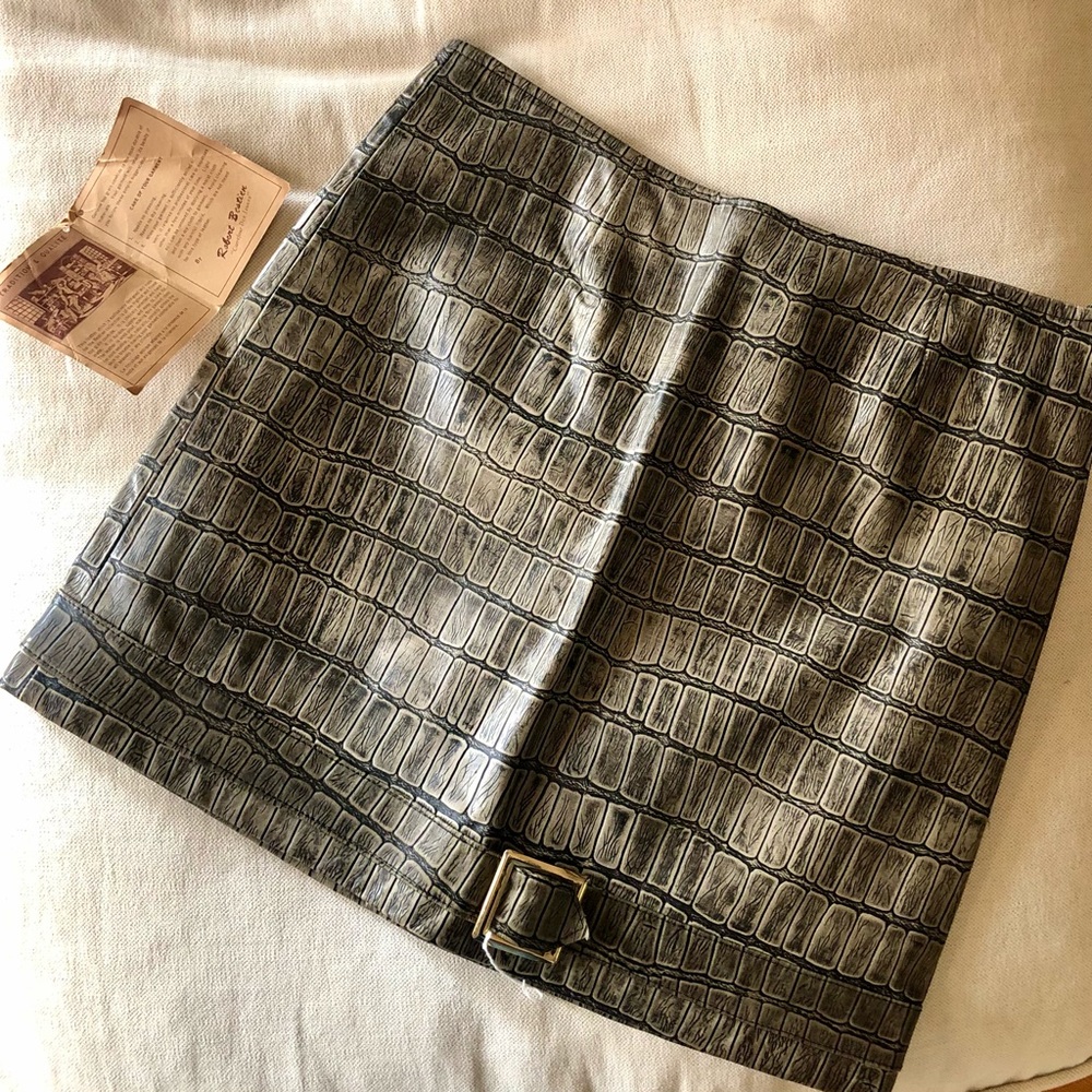 NWT Vintage Robert Bestien leather unique HOT croc skirt